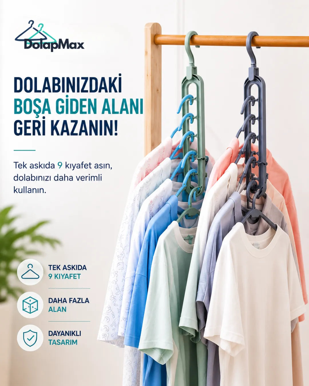 DolapMax® Akıllı Yer Tasarruflu Askı